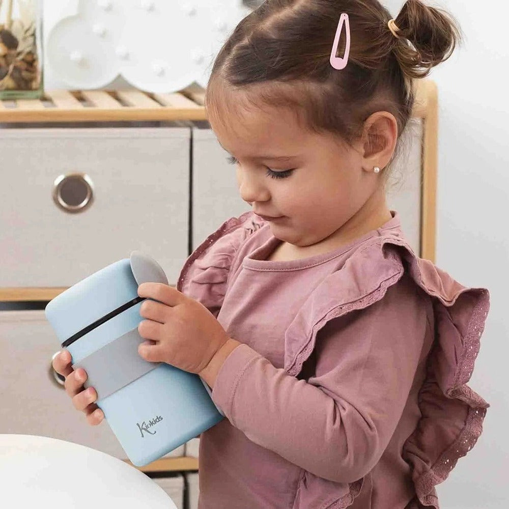 Kiokids Termos in Acciaio Per Pappe Con Cucchiaio Azzurro 500 ml