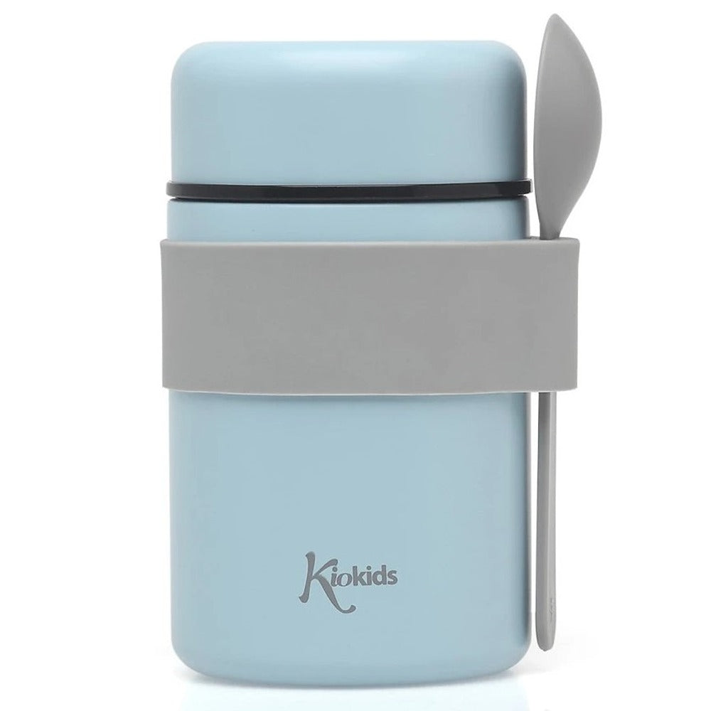 Kiokids Termos in Acciaio Per Pappe Con Cucchiaio Azzurro 500 ml