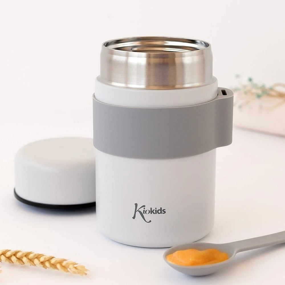 Kiokids Termos in Acciaio Per Pappe Con Cucchiaio Grigio 500 ml