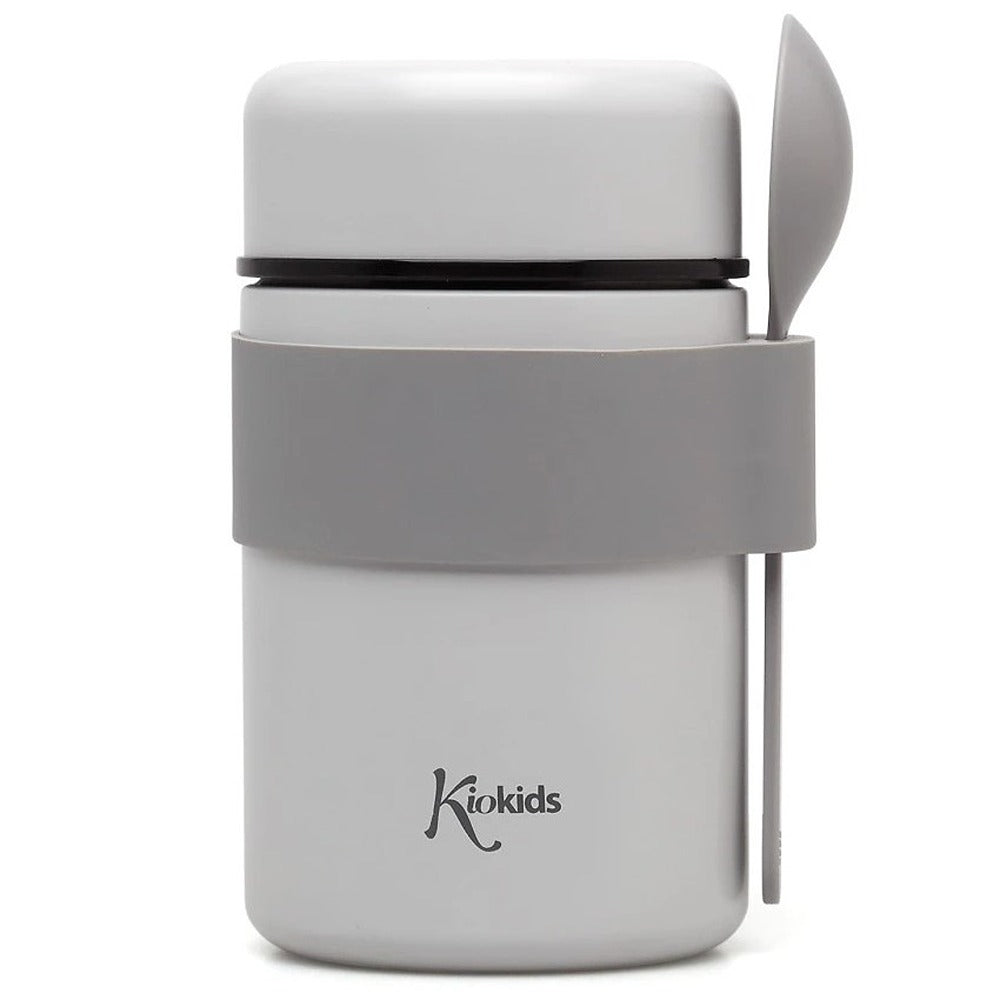 Kiokids Termos in Acciaio Per Pappe Con Cucchiaio Grigio 500 ml