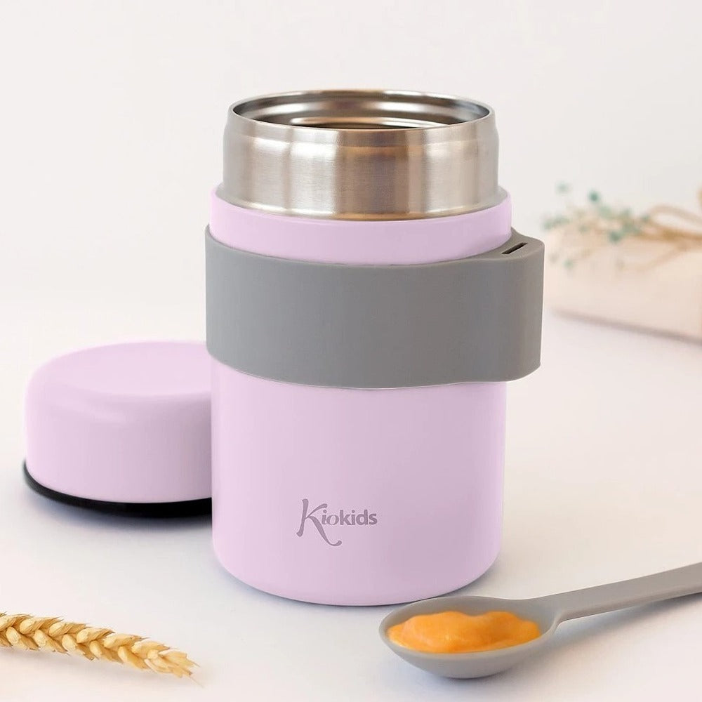 Kiokids Termos in Acciaio Per Pappe Con Cucchiaio Lavanda 500 ml