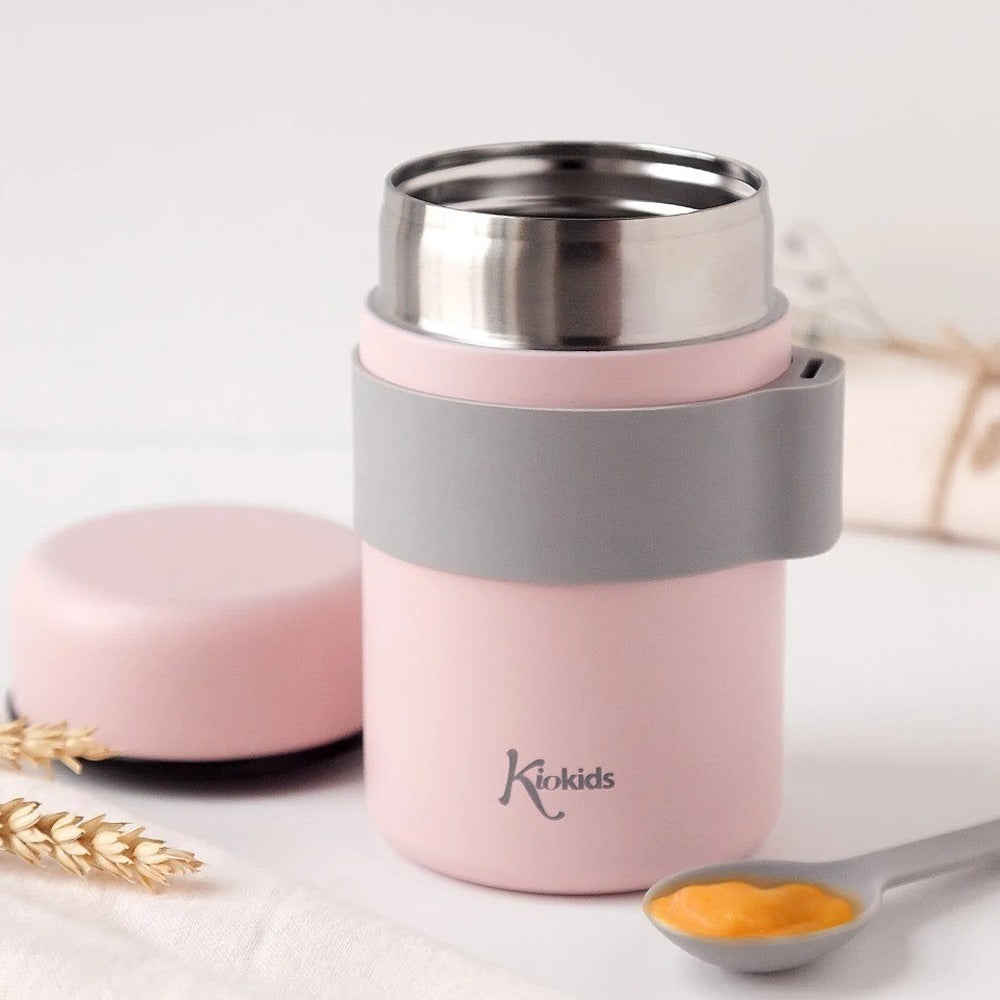 Kiokids Termos in Acciaio Per Pappe Con Cucchiaio Rosa 500 ml