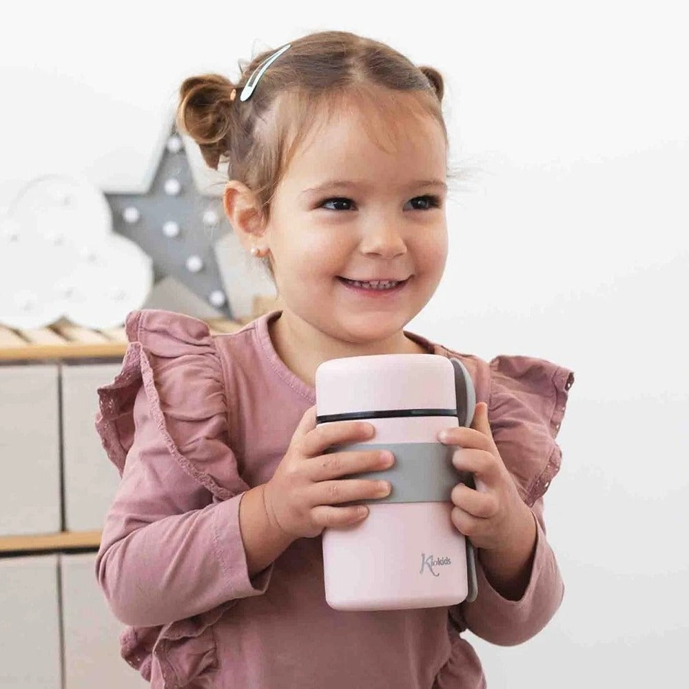 Kiokids Termos in Acciaio Per Pappe Con Cucchiaio Rosa 500 ml